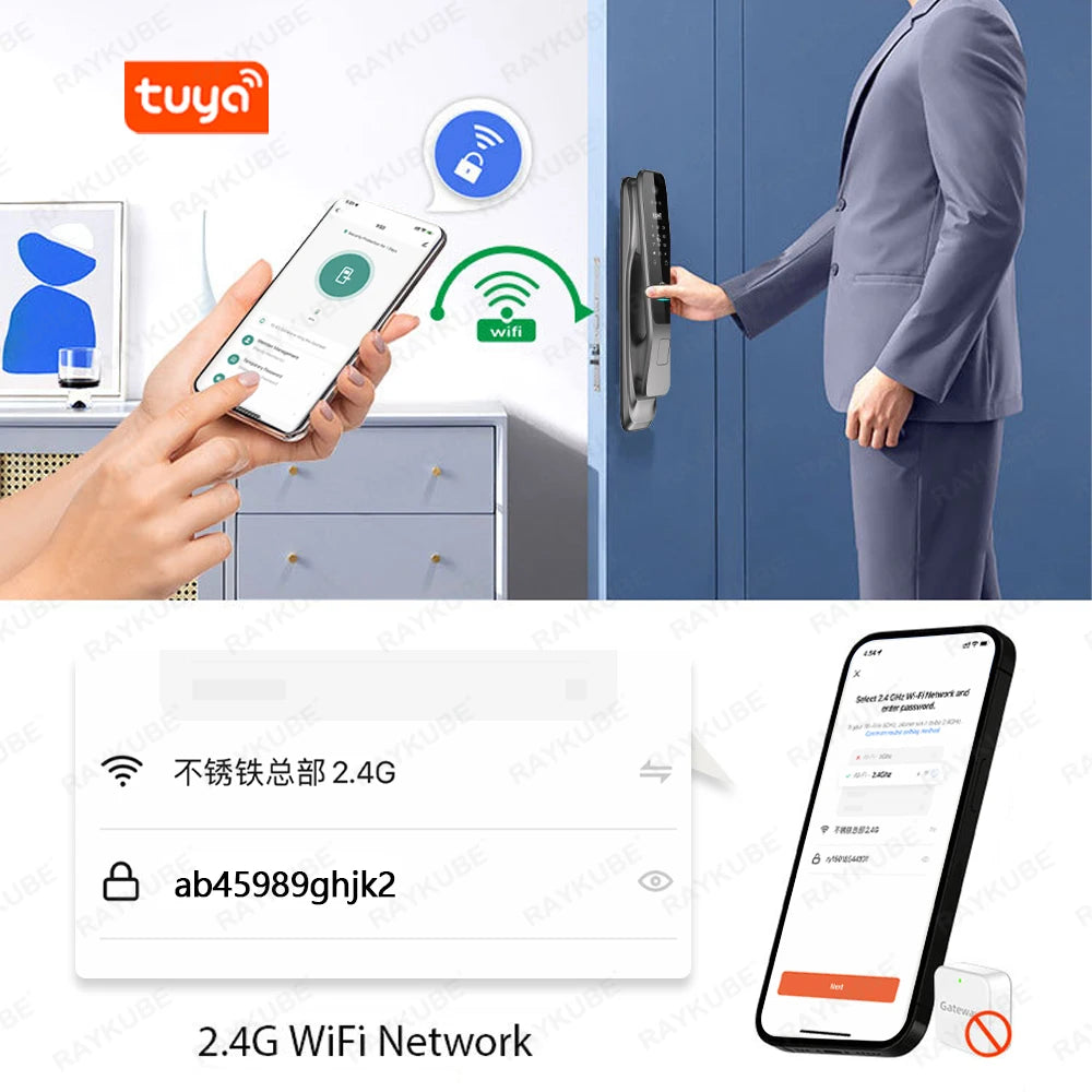 New RAYKUBE X50 Tuya WiFi 3D Face Recognition Digital Fingerprint Door Lock With WiFi Camera Remote APP Video Call 10-language