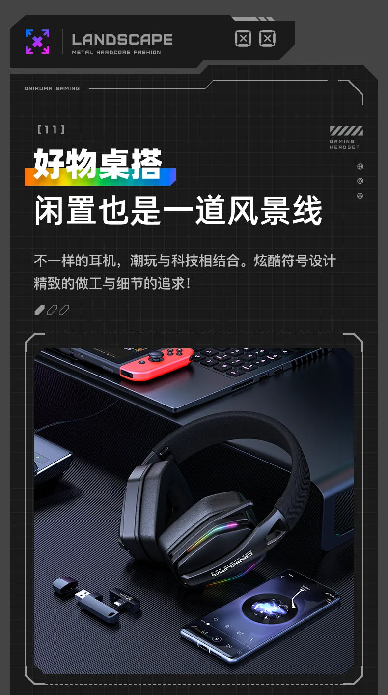 Tidesmit GT826 Wireless Over-Ear Gaming Headphones with Bluetooth 5.3 Tidesmit