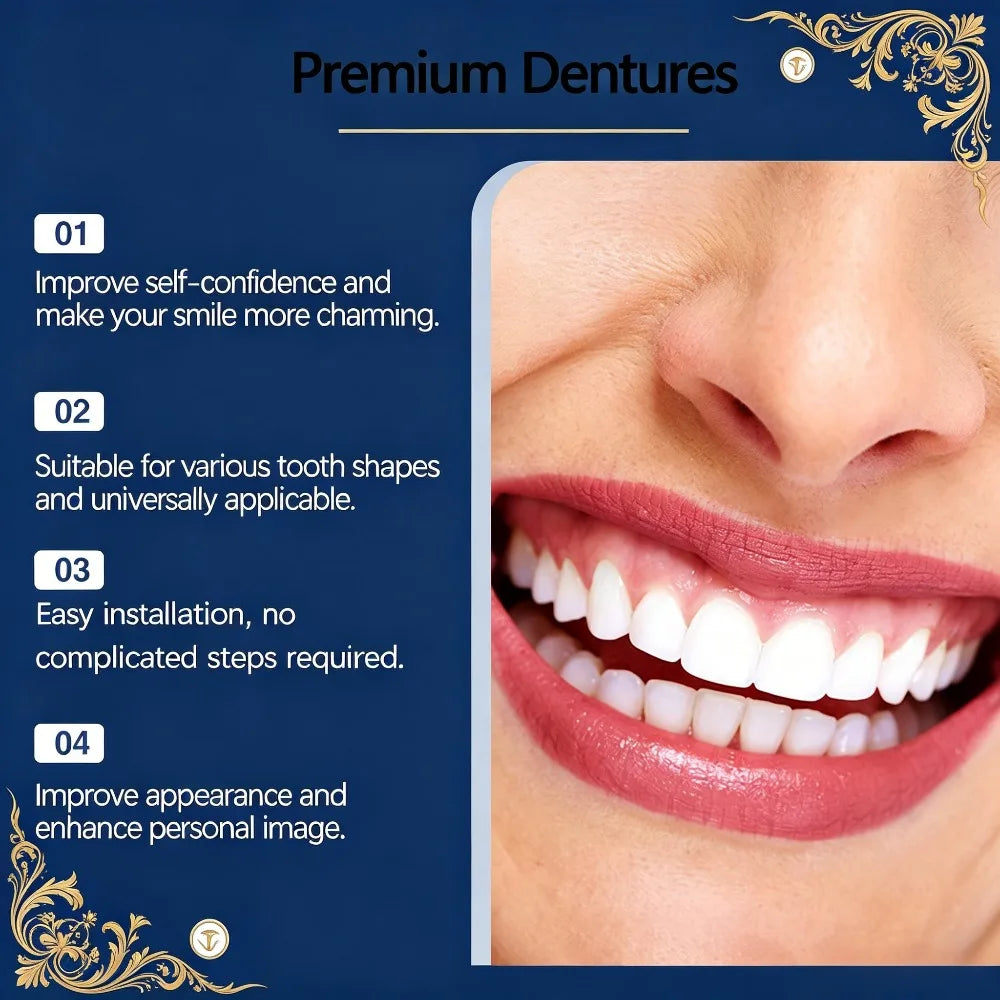 Silicone Full Denture Set Moldable Fake Teeth Braces Natural Comfort Fit Instant Confidence Smile Oral Care