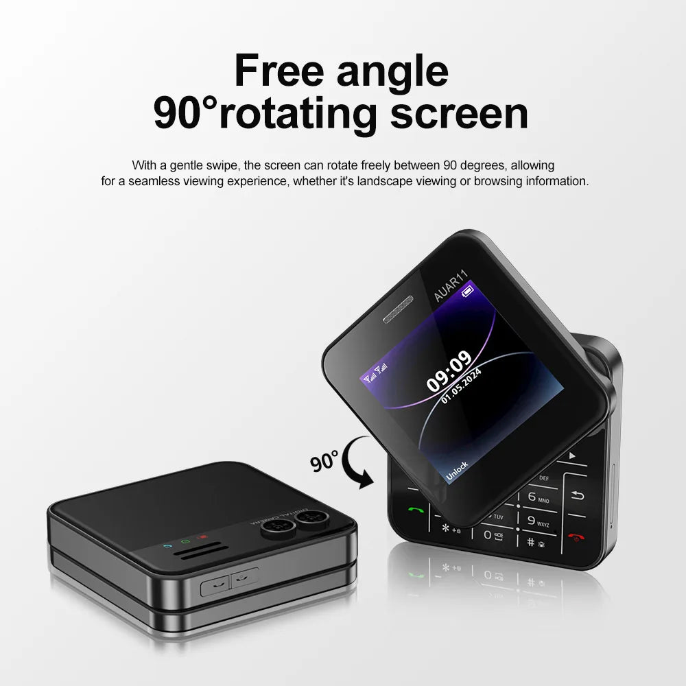 Low Price Sale SERVO AUAR11 2G GSM Rotate Screen Dual SIM Speed Dial Magic Voice Flashlight 2.4" Side Slider Square Cellphones