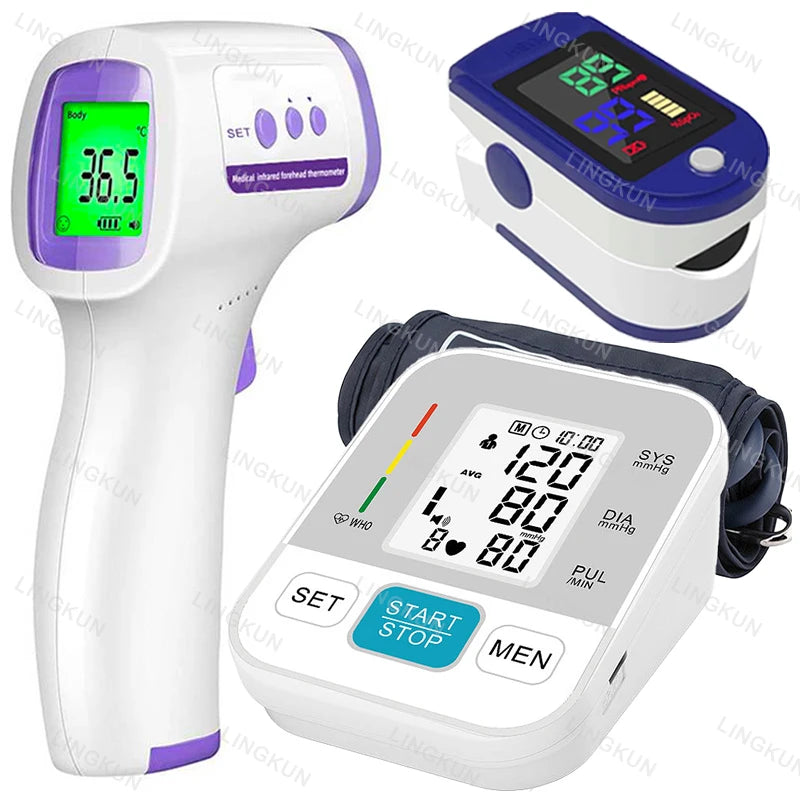 Digital Arm Blood Pressure Meter Cuff Medical Automatic Pressure Tonometer Tensiometer Heart Rate Pulse Meter BP Monitor Healthy