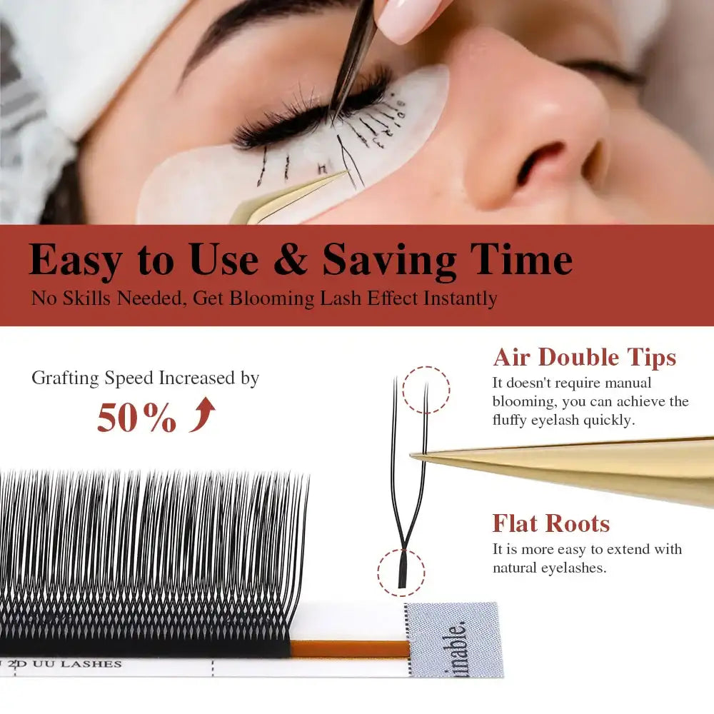 NAGARAKU U Shape YY Lashes Extensions Natural Soft 2D UU Lashes Premium Mink Brazilian Cilios False Eyelashes Tidesmit