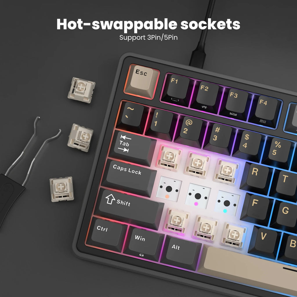 RK Royal Kludge RK R87Pro Gasket Wired Gamer Keyboard Hot-swappable 88 Keys Mechanical Keyboard 88% RGB Backlit With PBT Keycaps