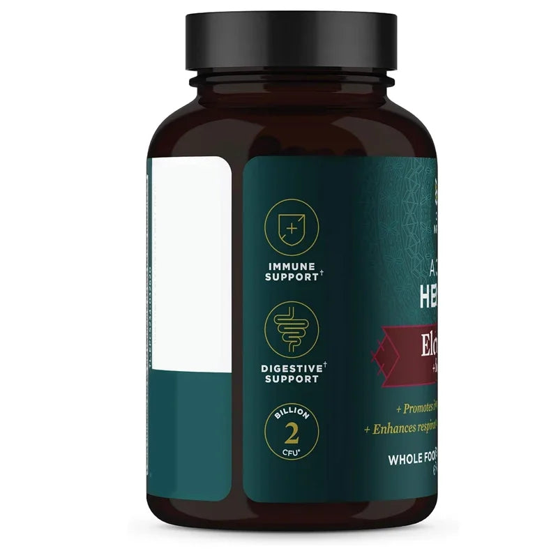 Elderberry And Probiotic Supplements, Immune System Support, Gluten-free, Kosher And Ketogenic Friendly, 60 Capsules