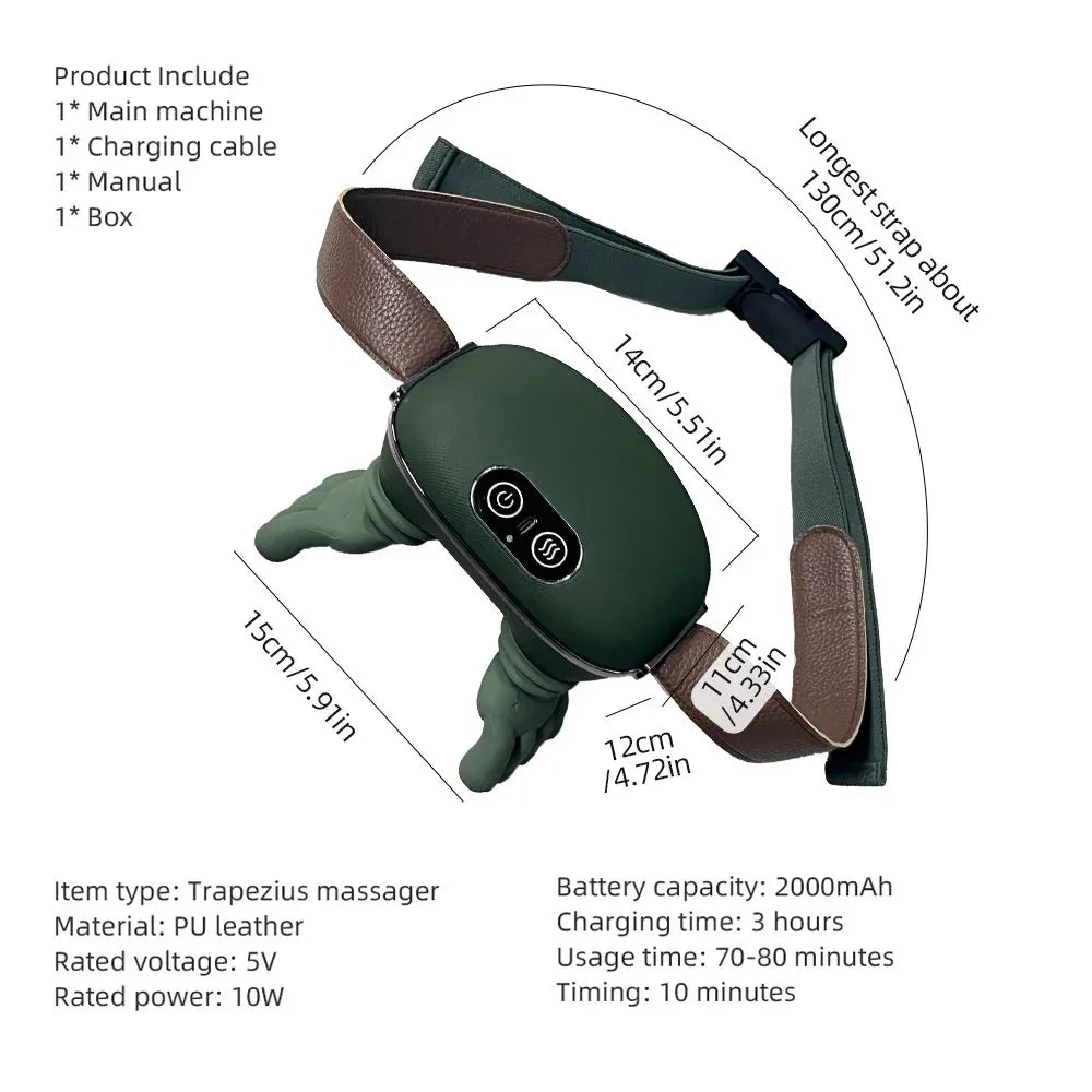 Electric Back & Neck Massager with Heat Therapy - Wireless Wellness Back Massage Instrument Tidesmit