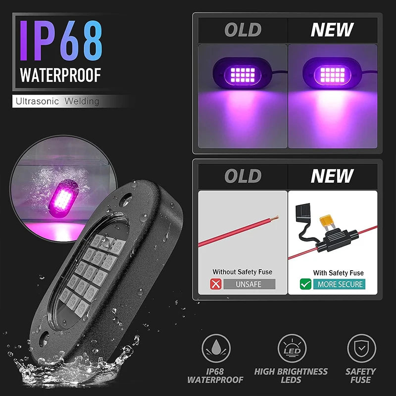 LED Rock Lights for Trucks | 4-12 Pod RGB App-Controlled Underglow Kit Tidesmit
