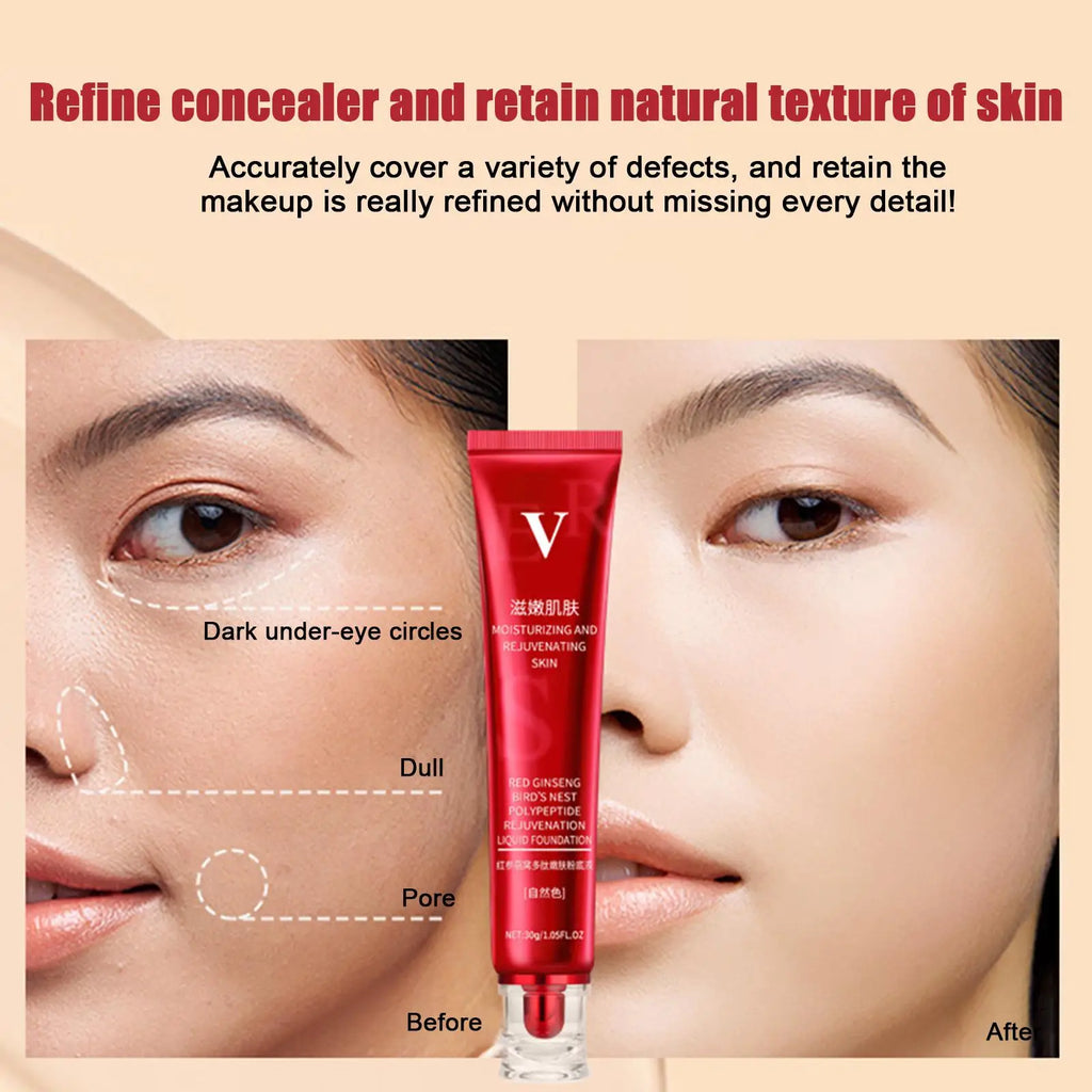 Tidesmit 30g Red Upgrade FV Precious Luxury high coverage foundation texture close-up for waterproof oil control