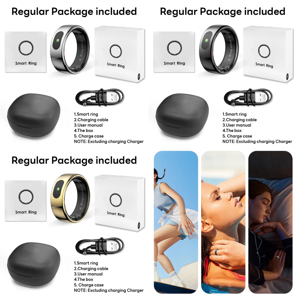 R08 Smart Ring with Charging Case Men Women Health and Sleep Monitor Heart Rate Monitoring 5ATM Waterproof Multi Sport Mode