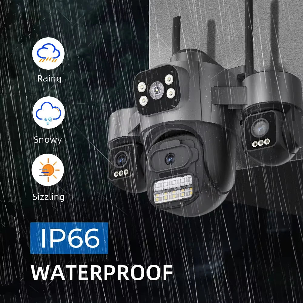 15MP ICSEE Protocol Security Camera 3-HD Screens Auto Tracking Color Night Vision 2-Way Audio Outdoor WiFi CCTV Cam