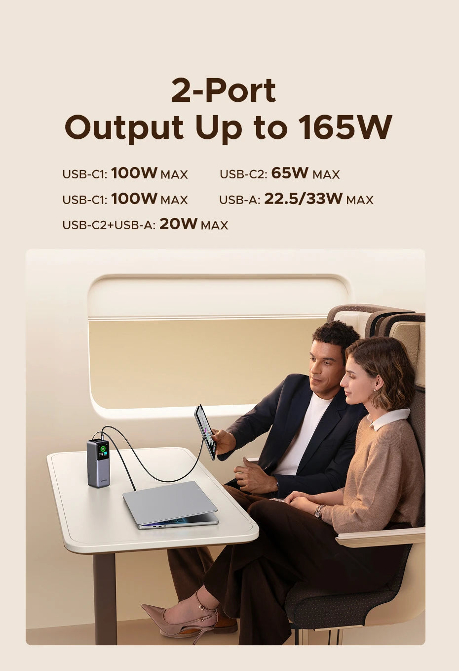 Portable Power Bank 165W 20000mAh PD3.0 Fast Charger for Laptops Tidesmit