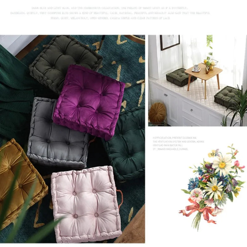 Square Thick Floor Seating Cushions Tufted Meditation Pillow Floor Pillow Seating with Carrying Handle Tatami Pad Christmas Gift