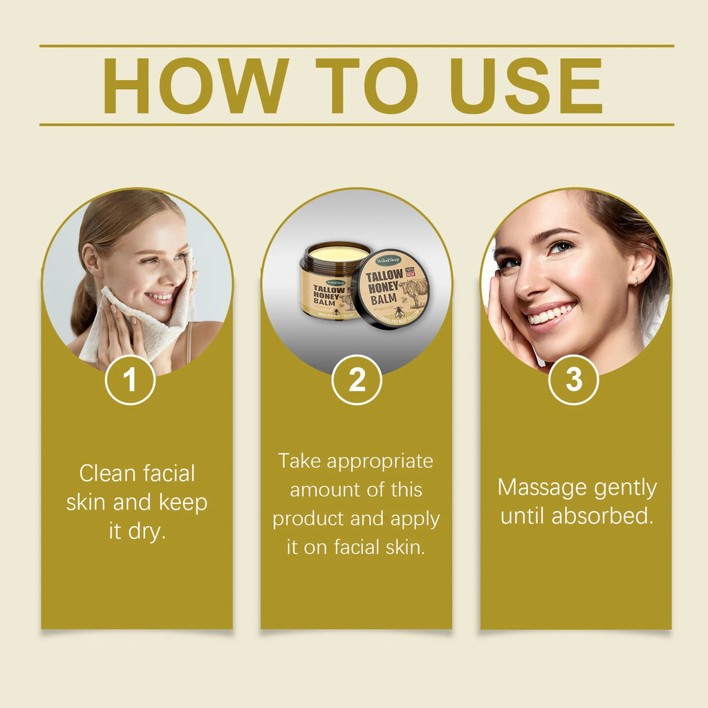 Deep Moisturizing Tallow Honey Balm For Face Natural Beef Tallow Anti Aging Light Non Greasy Skin Barrier Repair Daily Care 60g