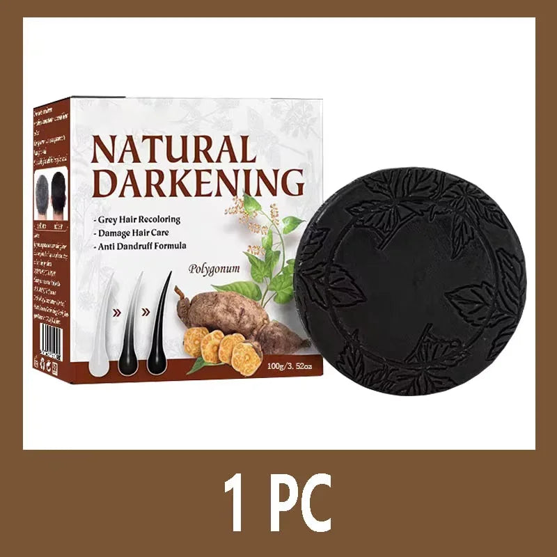 White hair killer, polygonum multiflorum shampoo soap，remove gray hair and restore natural hair color in 7 days