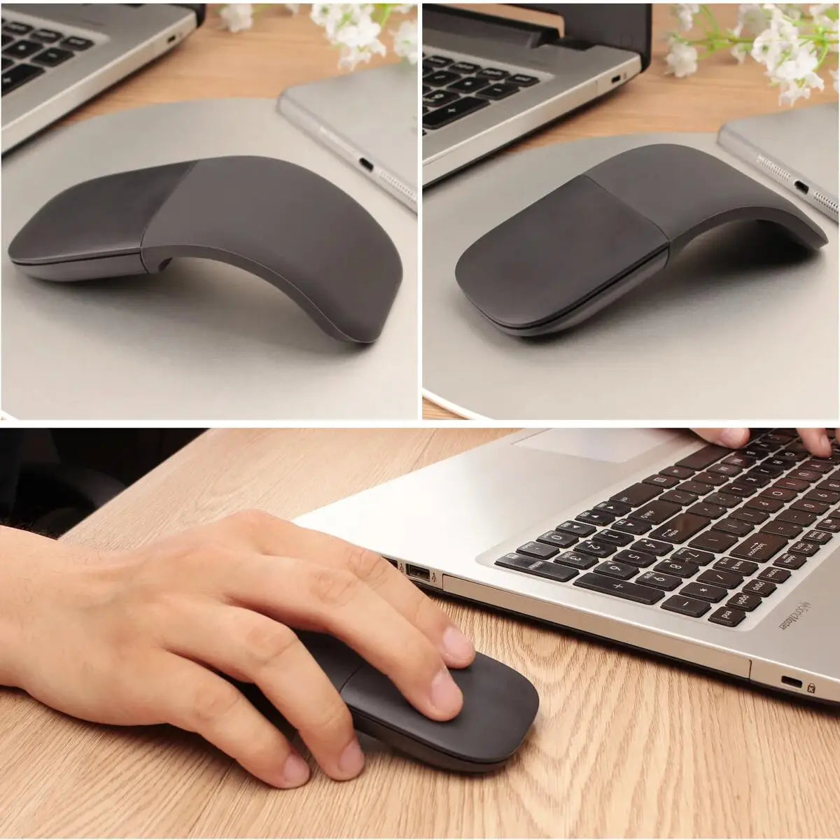 Foldable ARC Touch Wireless Mouse Bluetooth/2.4G Silent Ergonomic Slim Portable Mice for Computer iPad Surface Mac Mobile Office