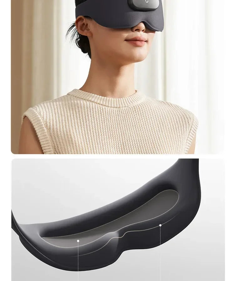 Smart Massage Eye Mask | 3D Heat Therapy & App Control - Black Relaxation Treatment Tidesmit