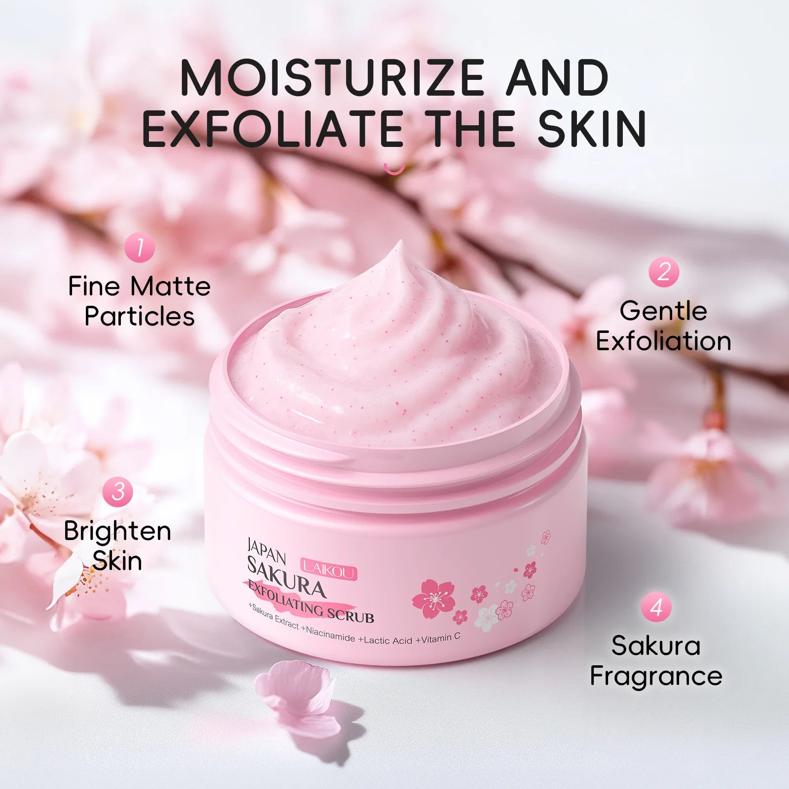 Sakura Exfoliating Scrub for Face & Body 100g - Natural Deep Cleansing Formula Scrubs Treatments Tidesmit