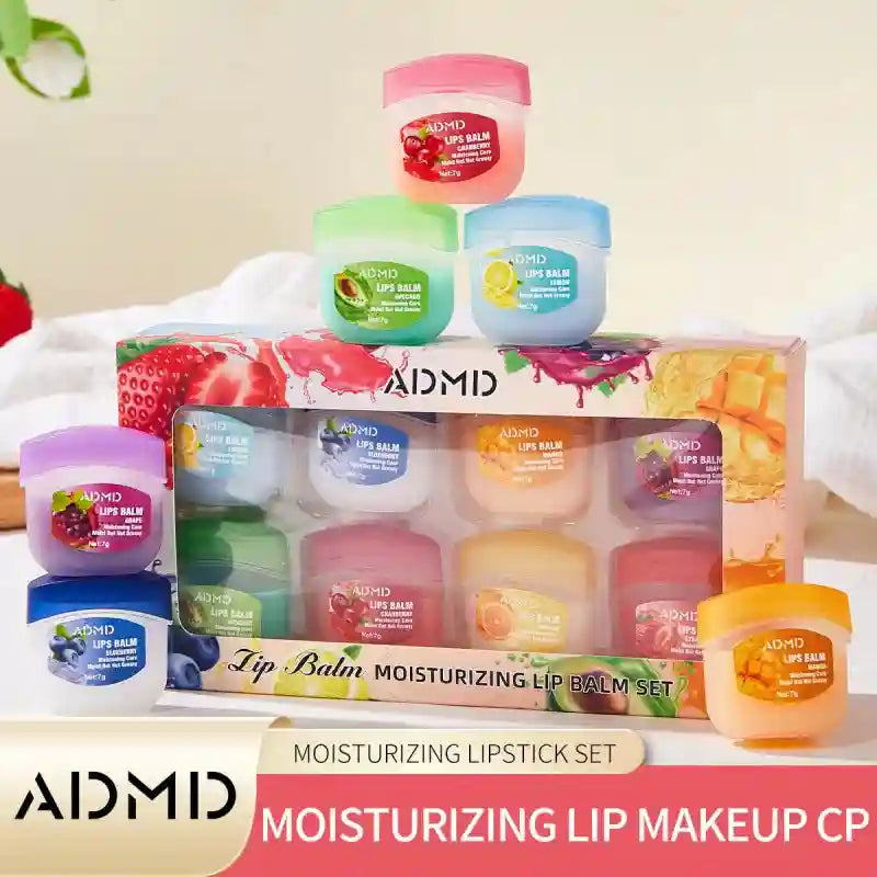 Moisturizing Lip Balm Set: 8pc Fruit Lip Treatment by Tidesmit Lip Care Tidesmit