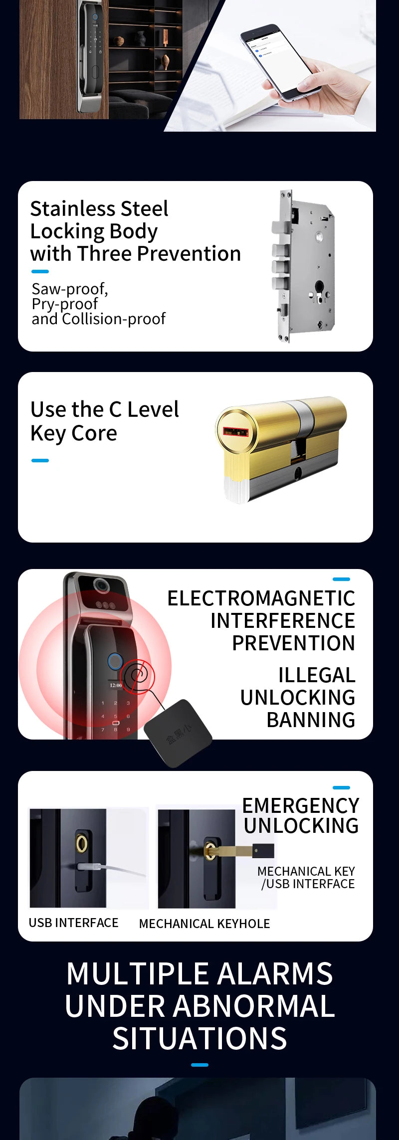 Tuya Smart 3D Face Door Lock Security Face & Camera Monitor Intelligent Fingerprint Password Biometric Electronic Key Unlock