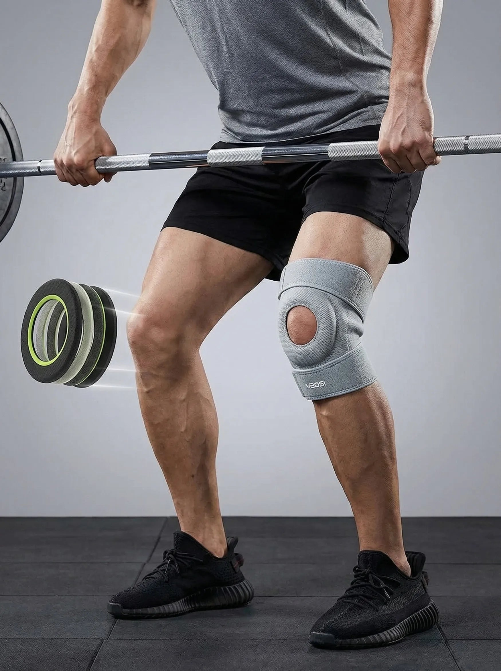 VBOSI Adjustable Open Patella Knee Support Brace Anti-slip Knee Pad for Arthritis Pain Relief Sports Fitness Running