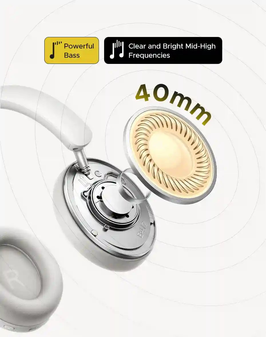 Tidesmit Wireless Over-Ear Headphones with 80H Battery and HiFi Audio Tidesmit
