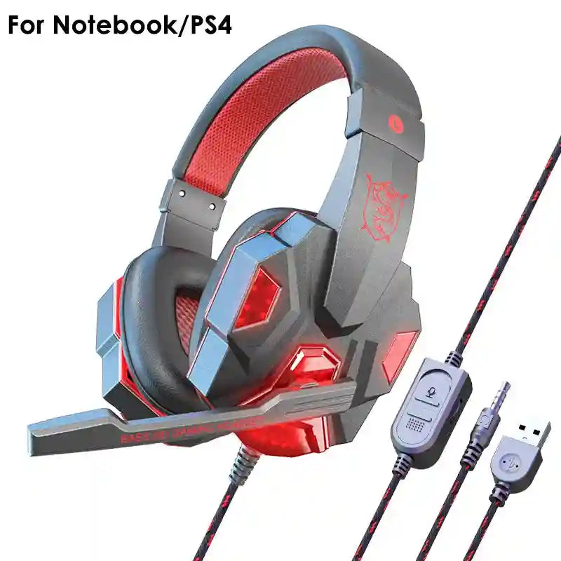 Gaming Headset With Mic: Stereo Noise Cancelling Over-Ear Headphones For Notebook red Tidesmit