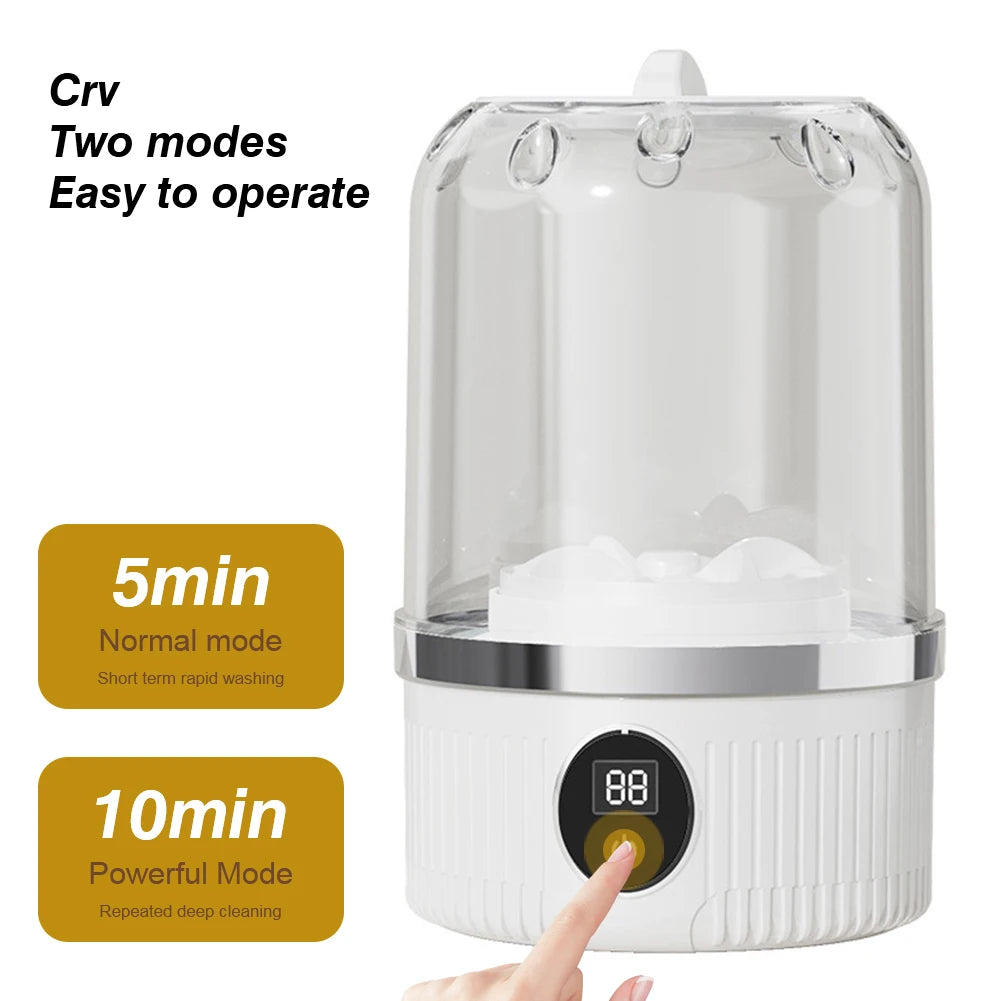 Tidesmit portable cordless mini washing machine for baby clothes showing the rechargeable automatic laundry cup.