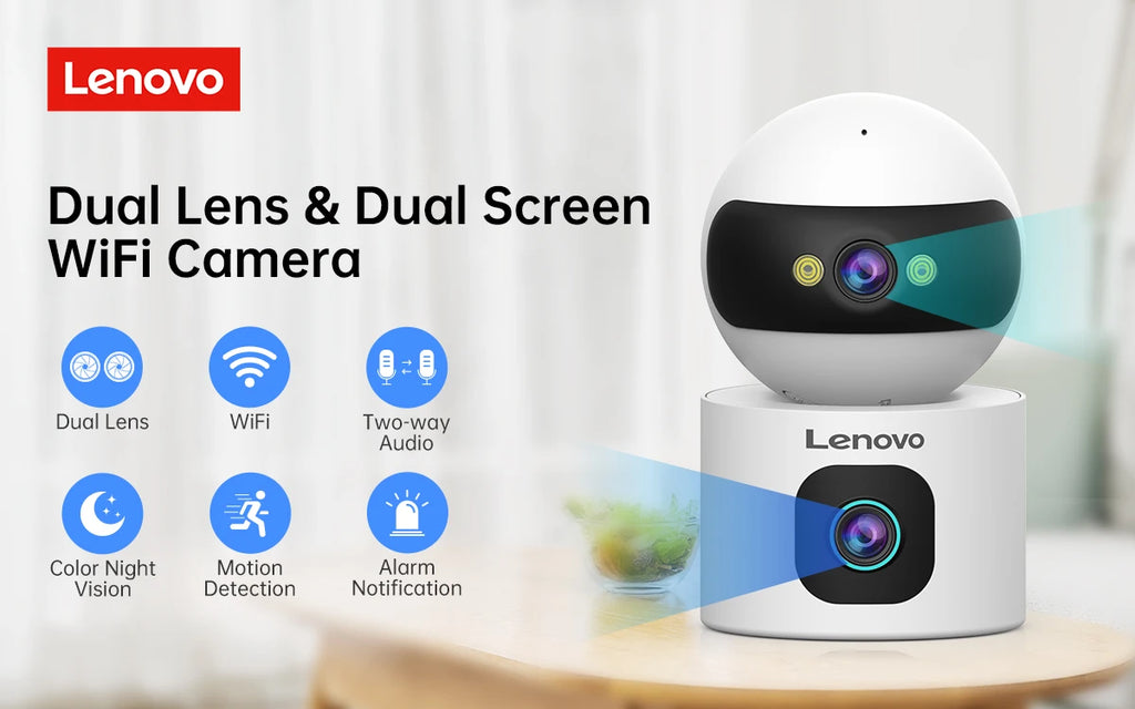 Lenovo 4MP HD Security IP Camera 5G WiFi Surveillance Camera Dual Lens 5X Zoom AI Tracking Home Indoor CCTV Camera Baby Monitor