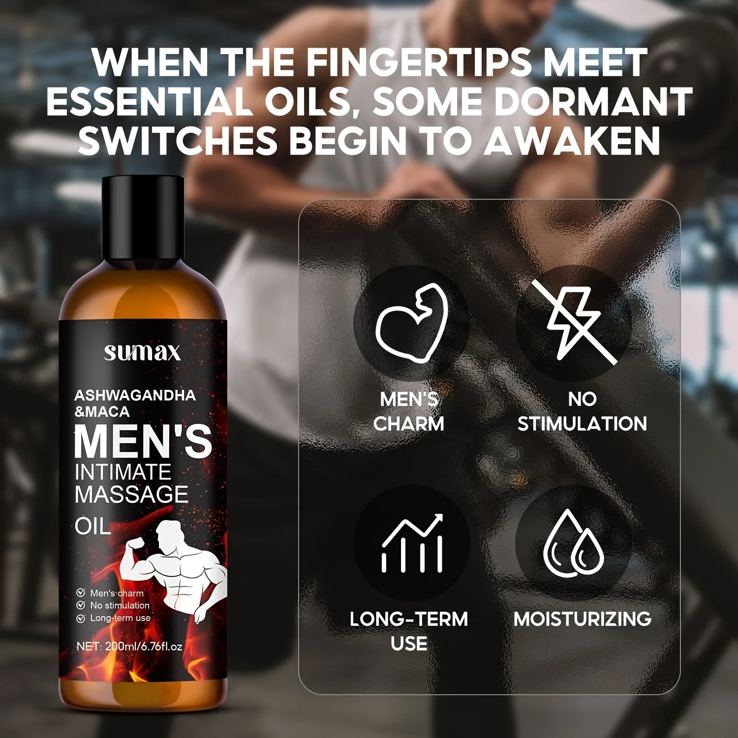 Ashwagandha & Mocha Men'S Massage Oil - Hydrating,Alcohol-Free, Non-Greasy Formula for Lasting Moisture,Ideal for All Skin Type