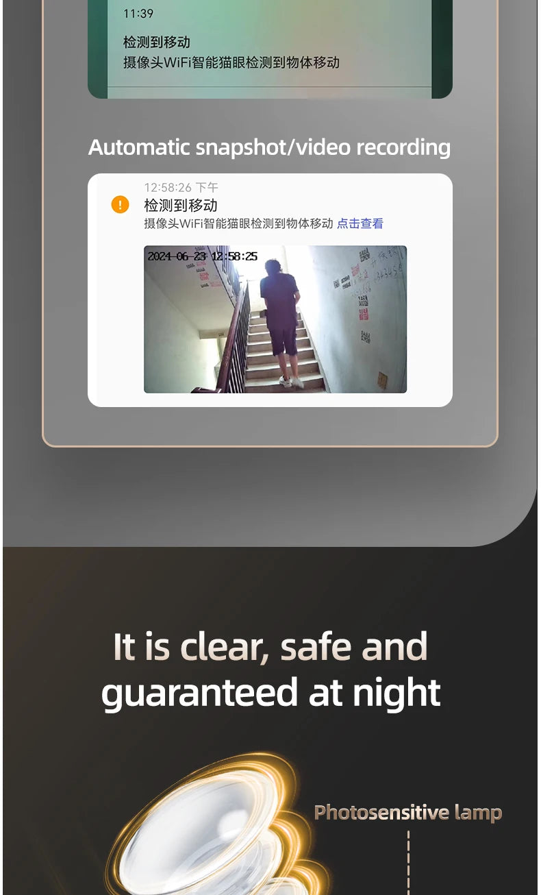 Danmini 4.3'' Visual Doorbell Peephole 1080P Camera App Remote Control Digital Cat Eye Night Vision Outdoor Monitor Door Viewer