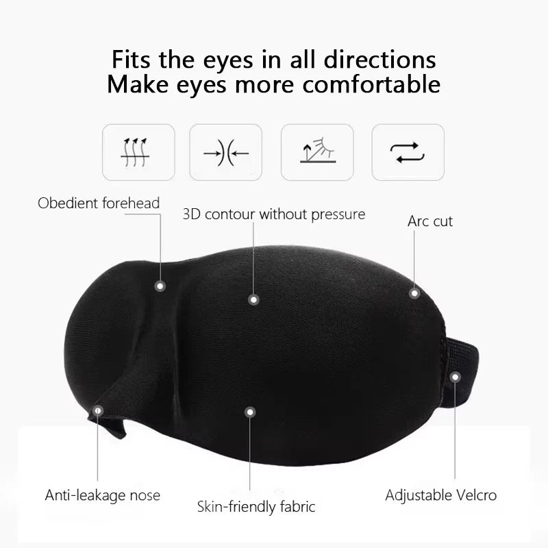 3D Contoured Sleep Eye Mask - Men & Women Light Blocking Concave Blindfold for Deep Sleep Night Vision