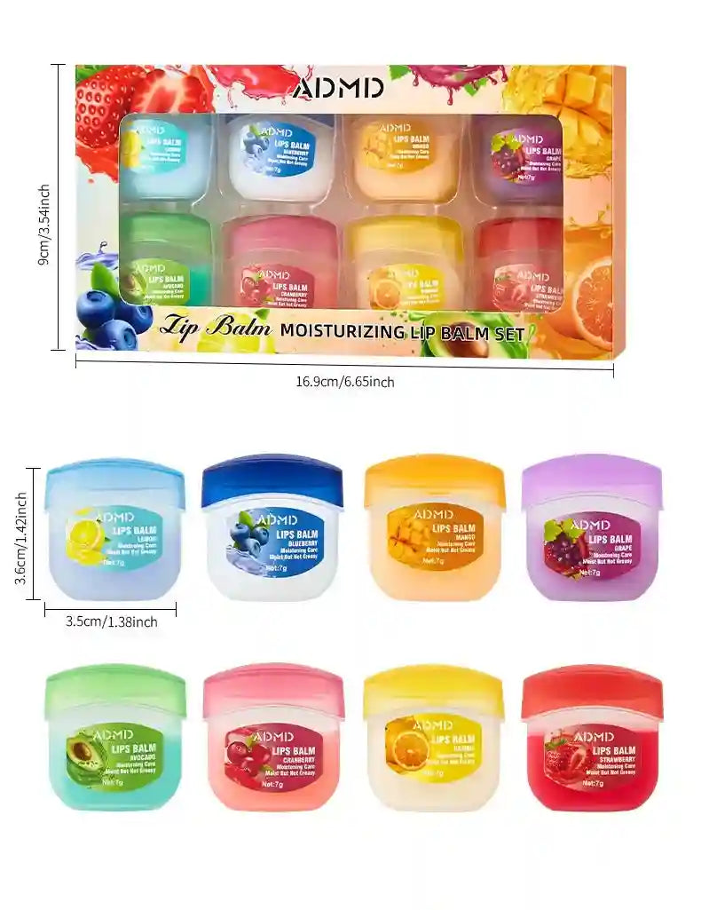 Fruit Lip Balm Set | Moisturizing Lip Care Treatment 8 Pack by Tidesmit Lip Care Tidesmit