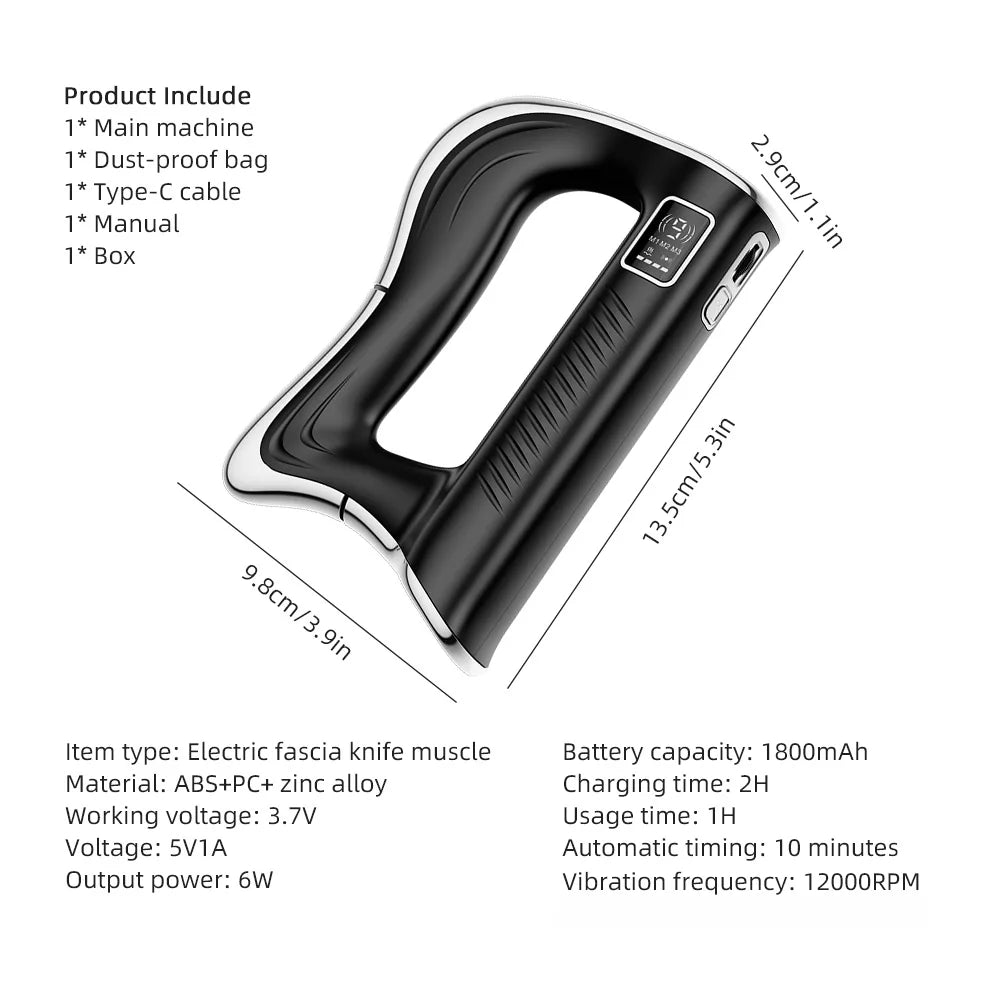 Electric Fascia Massage Tool with Heat Therapy - Tidesmit Recovery Blade Back Massage Instrument Tidesmit