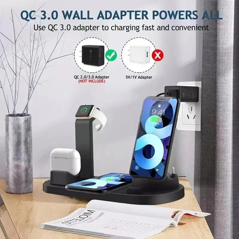 Wireless Charging Station - Qi Certified MagSafe Compatible Multi-Device Tidesmit