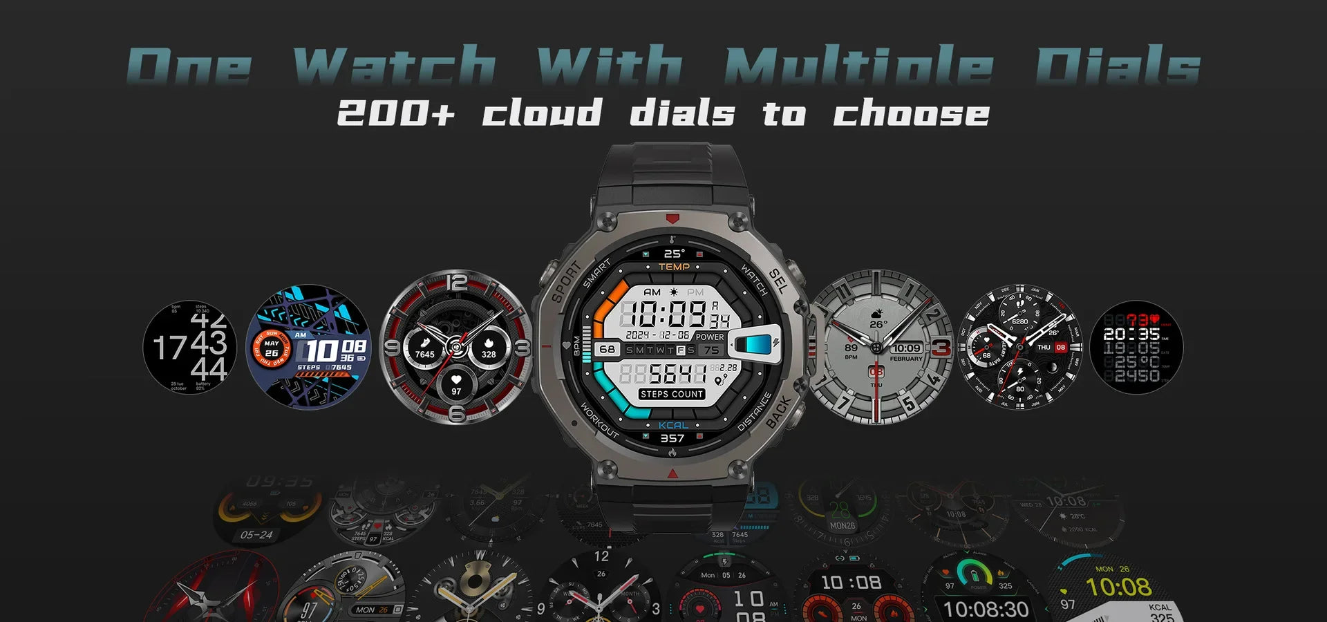 Military 2025 Smartwatch Men,1.43" AMOLED 5ATM Waterproof 170+ Sport Modes Smart Watch Built-in GPS BT Call for Xiaomi Samsung