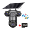 V380 Solar 4G IP Camera Outdoor 12MP 6K Triple Lenses Triple Screens Security Video Monitor Night Vision Waterproof CCTV Cameras