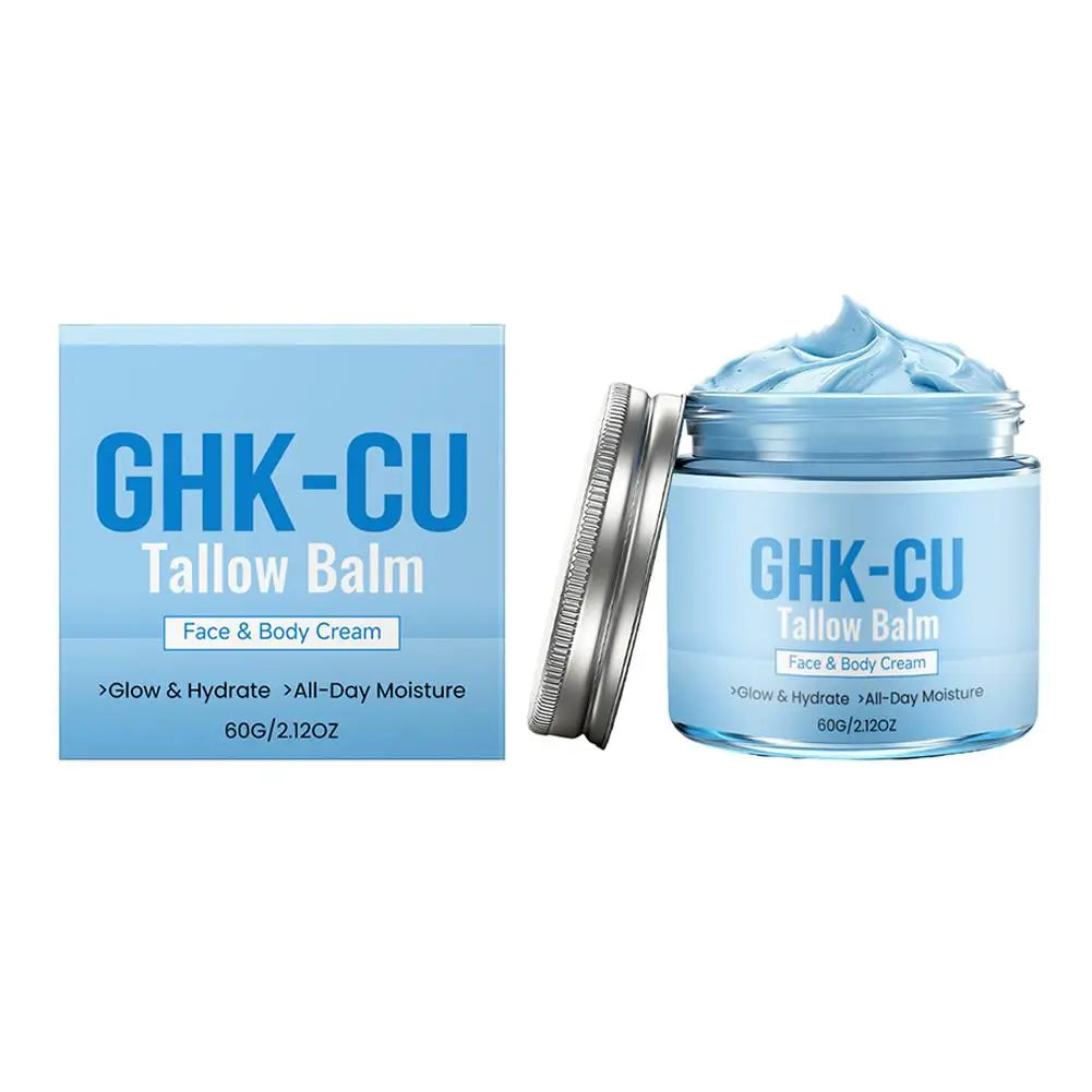Copper Peptide Infused Tallow Moisturizer Natural Blue Balm Hydrating Brightening Face Body Care For Mature Dry Skin Types