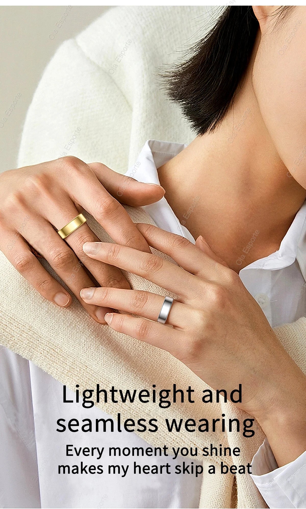 R09 Smart Ring Men Women with Charging Case,Heart Rate Blood Oxygen,Skin Temperature Monitor,5ATM Waterproof For Android iOS