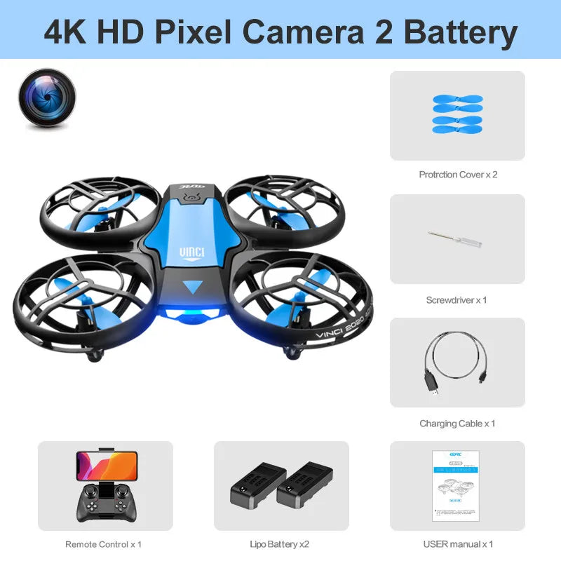 4K Camera Drone - Foldable Beginner Quadcopter with Obstacle Avoidance Blue-4K-2B Tidesmit