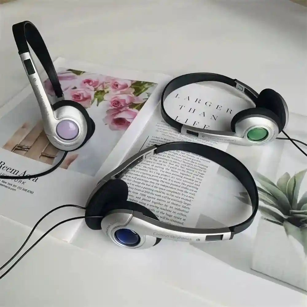 Y2K Wired Retro Headphones - Over-Ear Stereo Headset with Mic Tidesmit