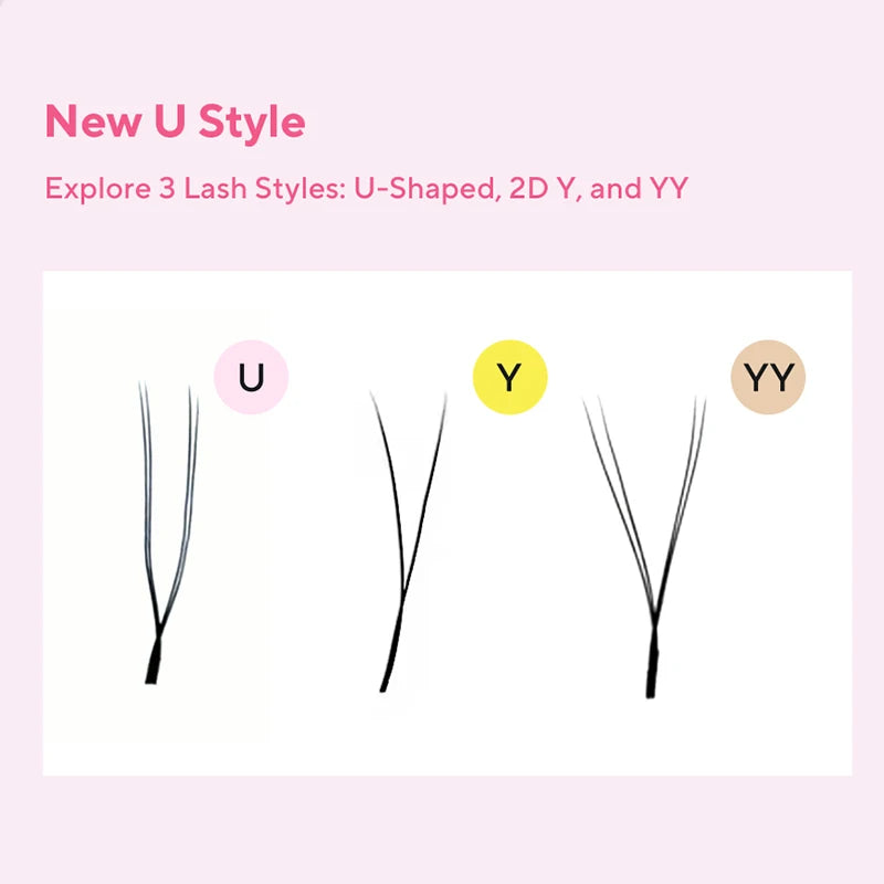 DIYDAY U-shaped Eyelash Extension Easy to Apply 3D Volume False Lashes Natural Wispy U YY Shape Faux Mink Eyelashes for