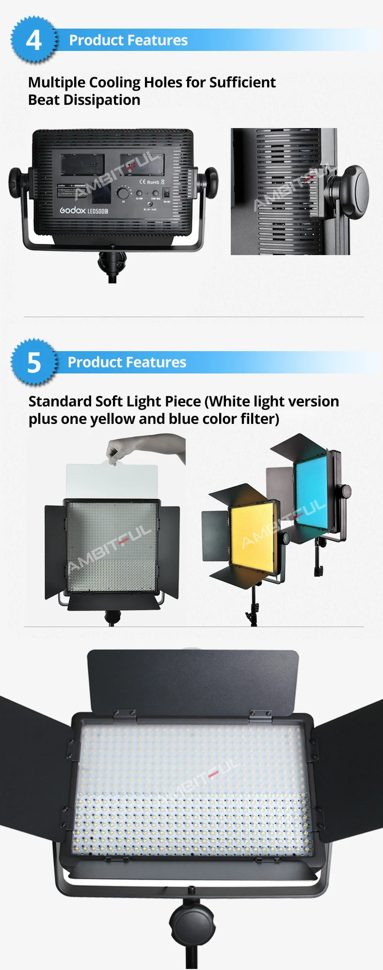 Tidesmit LED Video Light Panel - Adjustable Color Temperature Studio Lamp Tidesmit