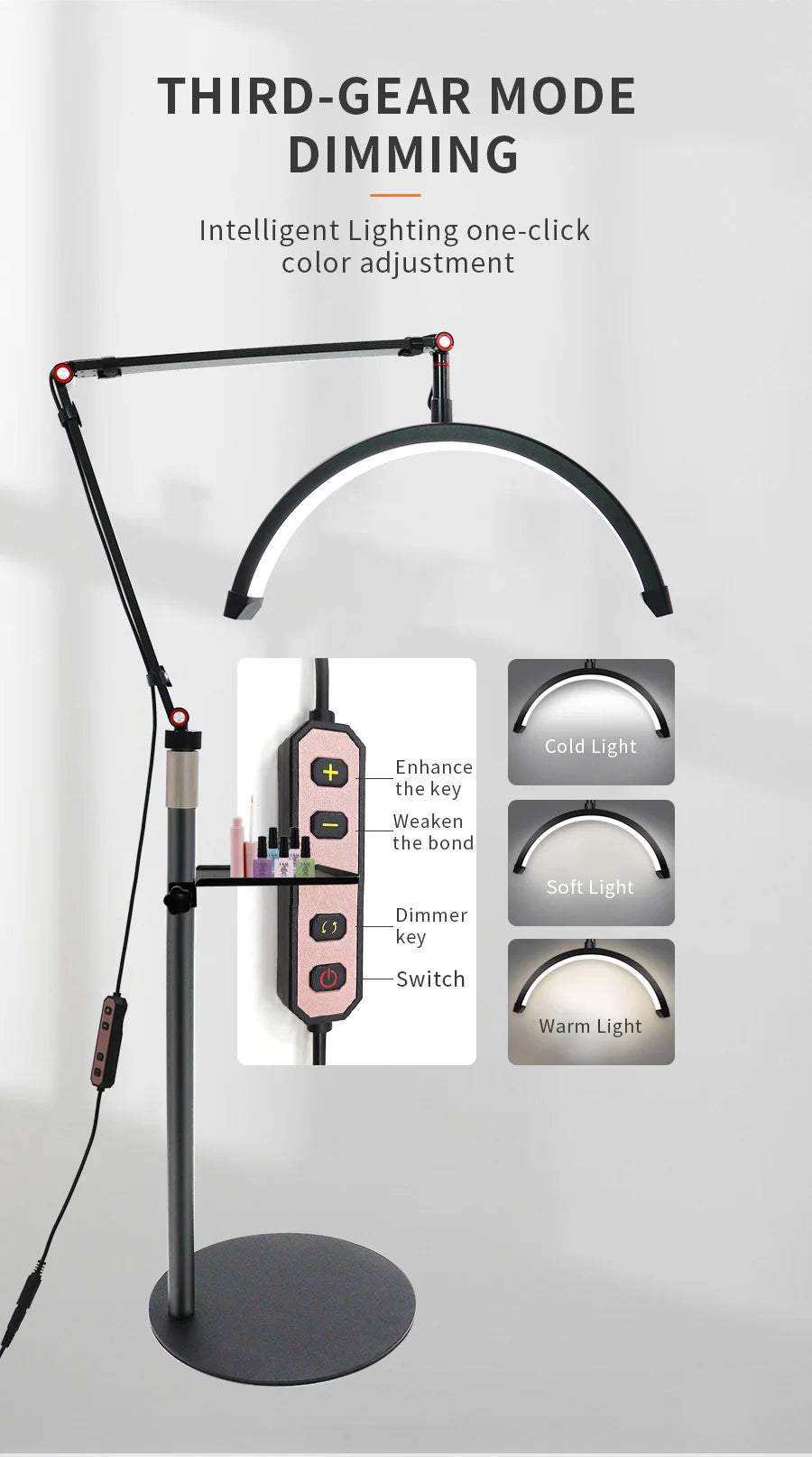 Half Moon Eyelash Lamp - LED Salon Light with Adjustable Color Temperature Tidesmit