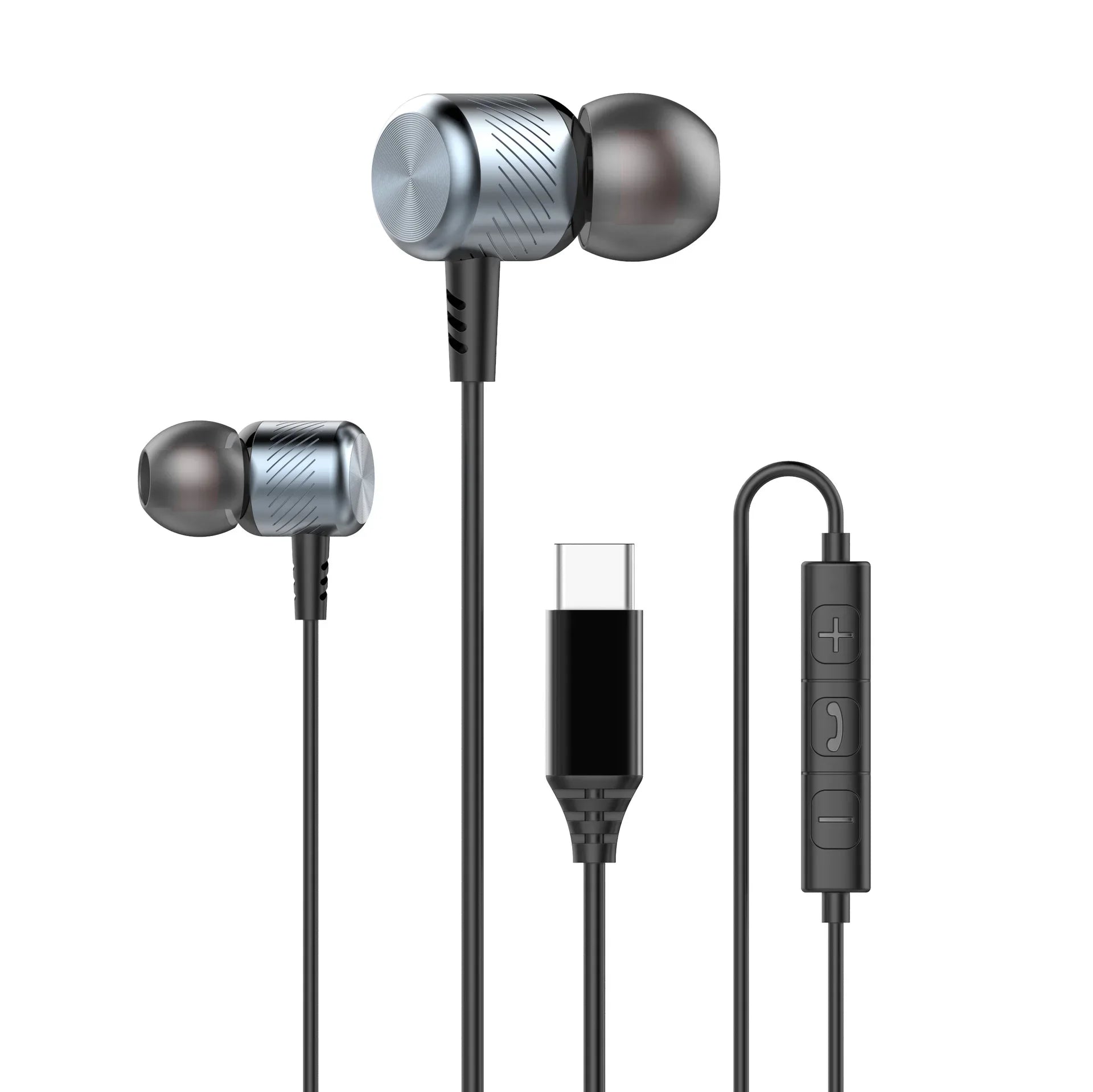 Wired Metal In-Ear Headphones with Mic by Tidesmit - 6 Variants Type-C Blue Tidesmit