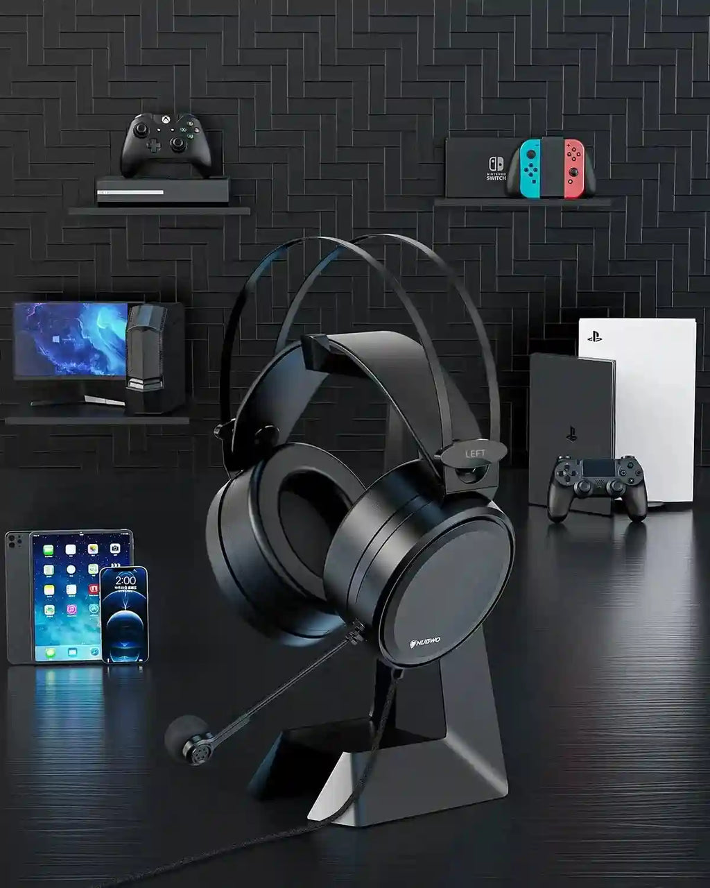 Wired Gaming Headset with Noise Canceling Mic for PC and PS5 - Black Tidesmit