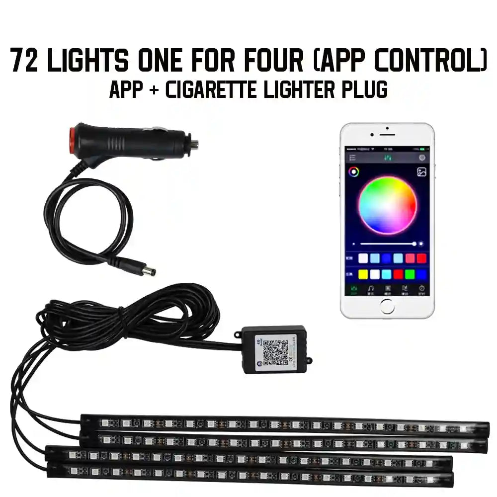 Tidesmit Car Interior LED Ambient Lights - App Controlled RGB USB Lighting 72LED APP Cig Tidesmit