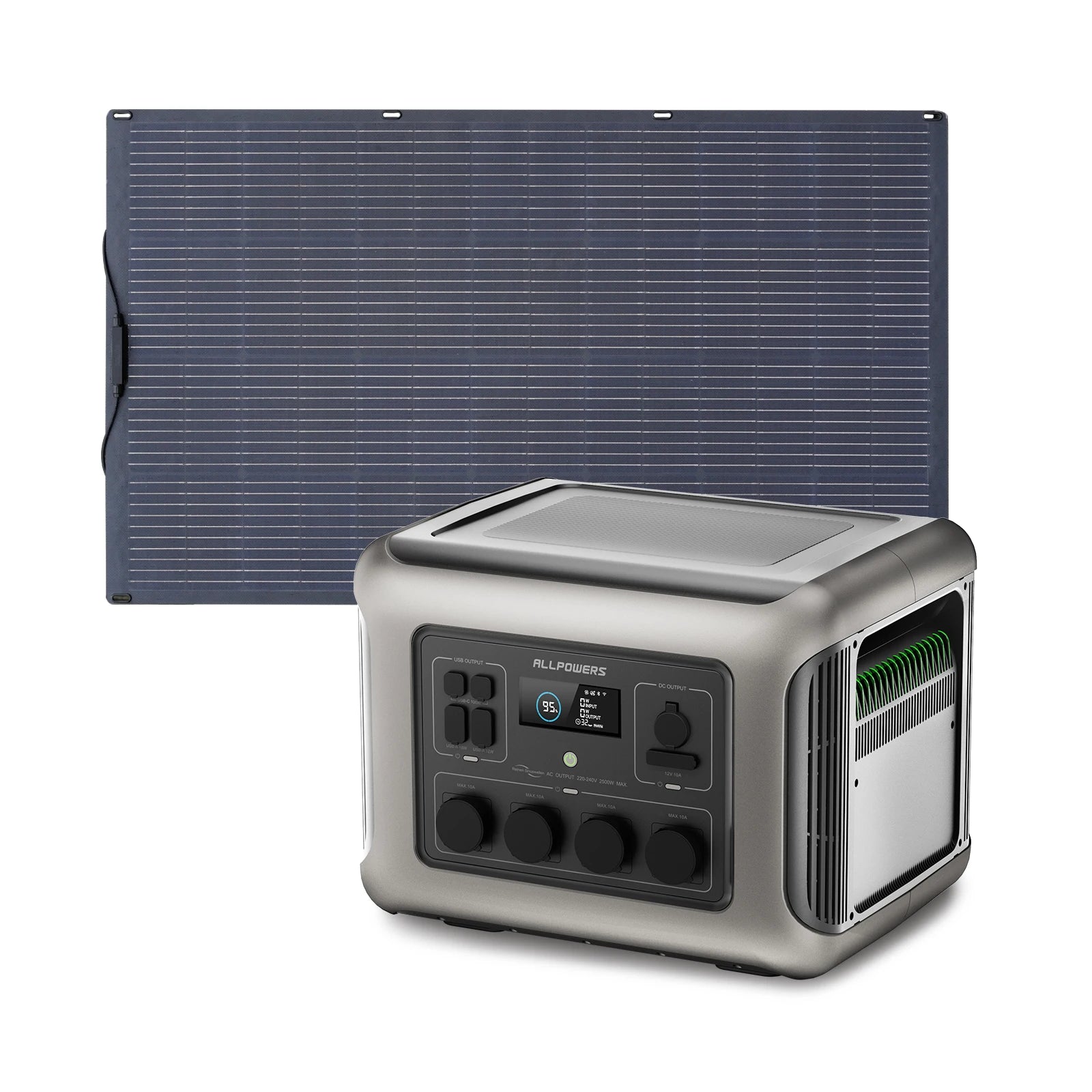 ALLPOWERS R2500 Portable Power Station 2500W (4000W Peak) 2016Wh LiFePO4 Solar Generator with Solar Panel 4 AC Outlets for Home