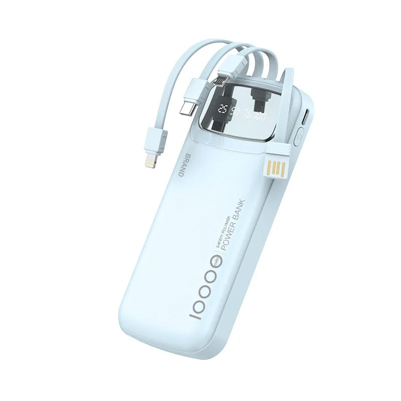 Portable Charger 10000mAh with Integrated USB-C Cable | Tidesmit Light blue Tidesmit