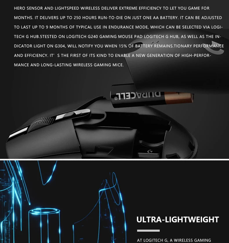 Logitech G304 LIGHTSPEED Wireless Mouse Game Mouse Lightweight and Portable  Light speed PC Gamer Same Model No Driver Vers