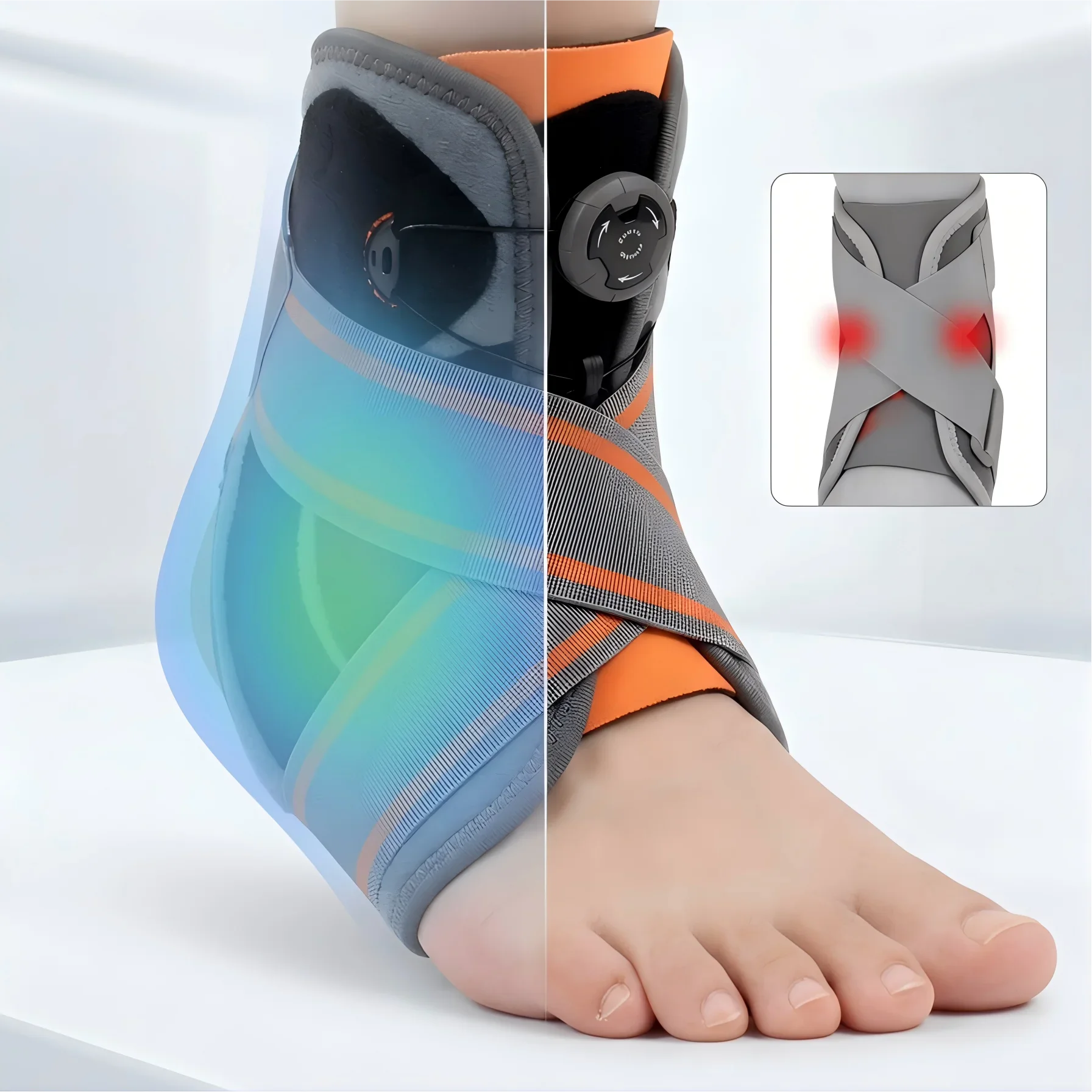 Unisex Ankle Orthosi Bracket Elastane Foot Stabilizer with Protective Rotary Ankle Strap for Injury Recovery Ankle Brace Support