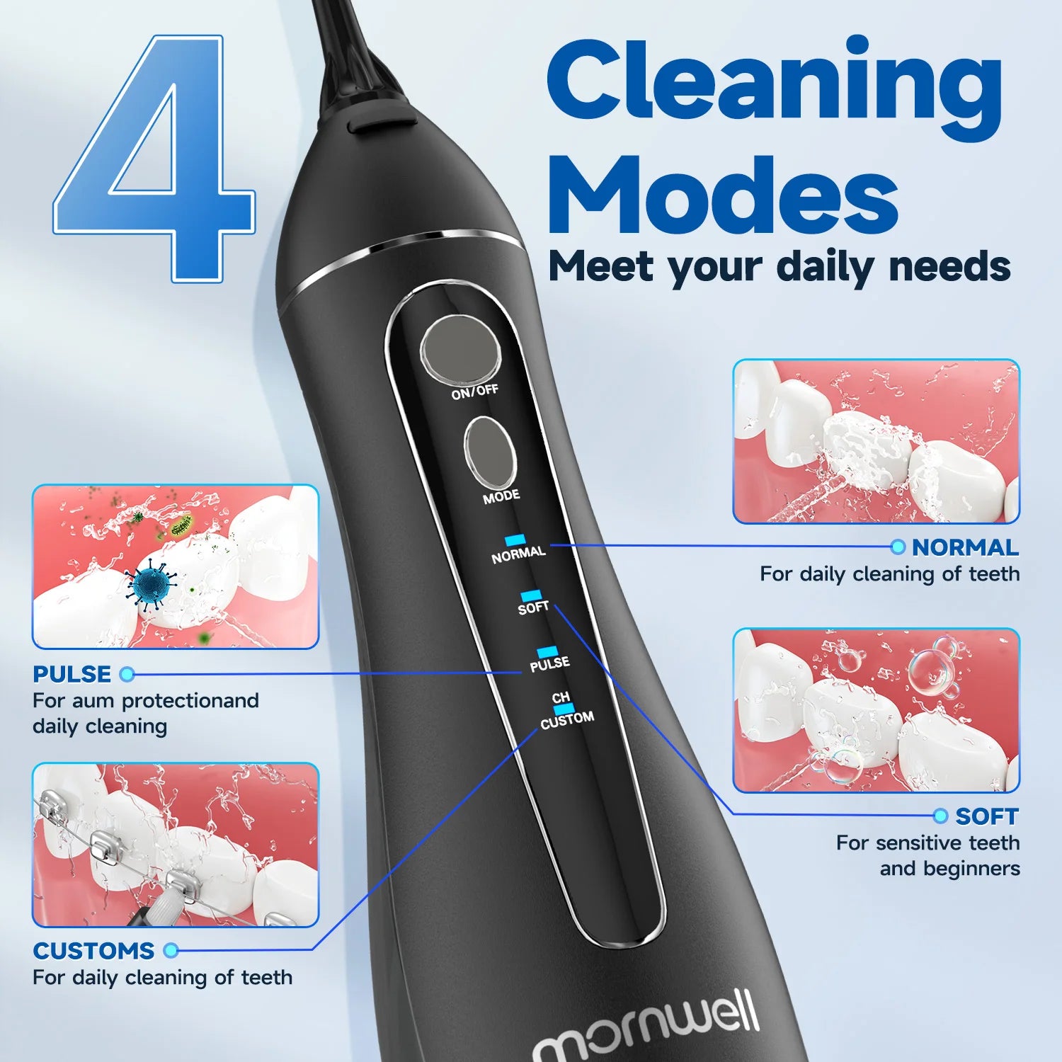 Electric Water Flosser and Electric Toothbrush Set Whitens Teeth  Protects Gum Health With 4 Brush Heads and 4 Flosser Nozzles